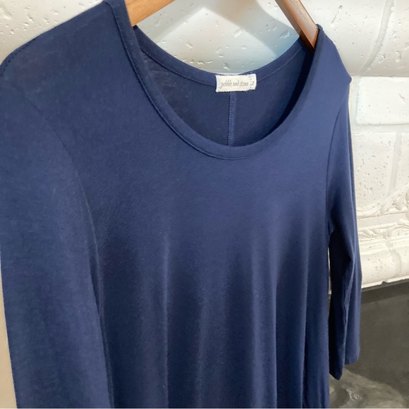 Pebble and Stone Navy Tunic Lace High Low Asymmetrical Top Size Small S - Picture 3 of 9